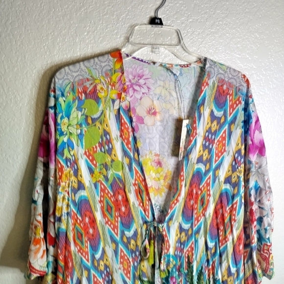 NWT Johnny Was Pearce Short Kimono Floral cover up sz L/Xl - Picture 3 of 7